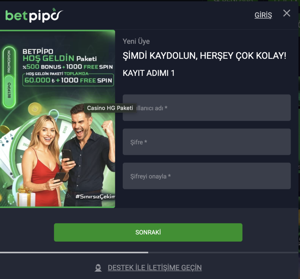 Betpipo kayıt ekranı Betpipo kayıt ekranı